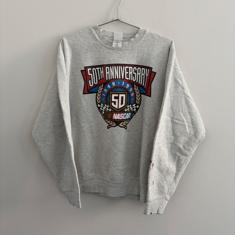 Vintage NASCAR 50th Anniversary 1948-1998 Fruit of the Loom Sweatshirt XL Gray